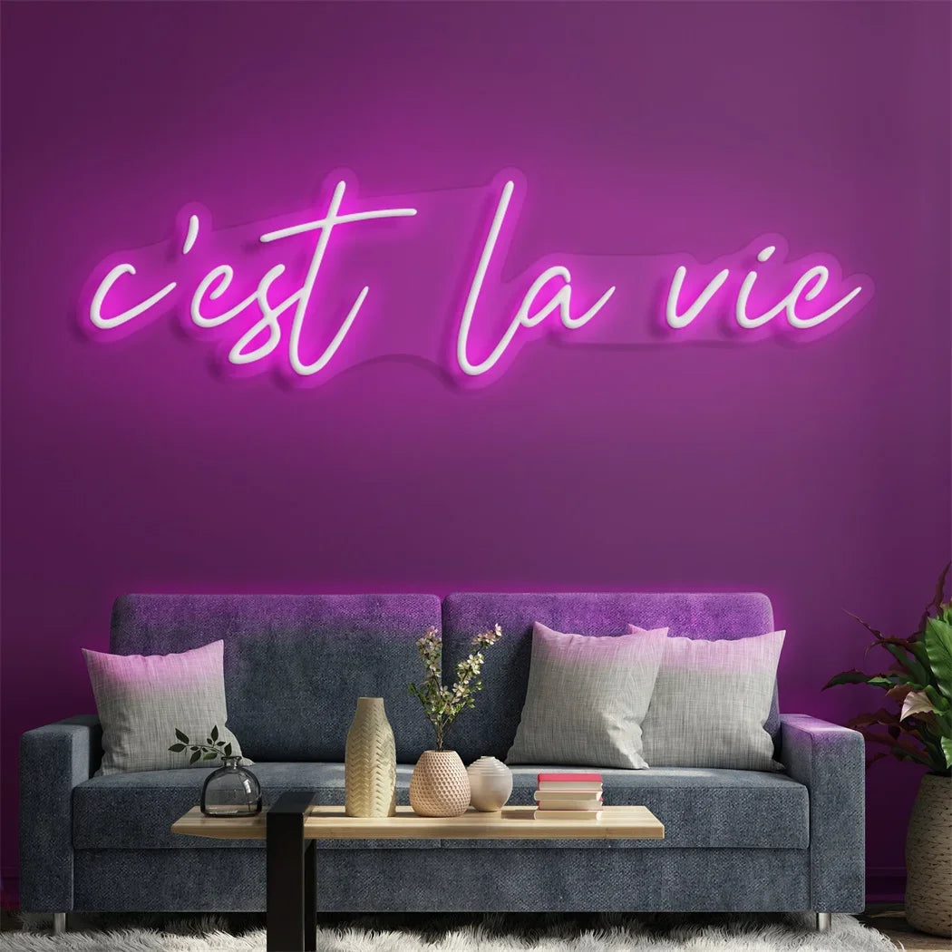 C’est La Vie, La Vie Est Belle LED Neon Signs – Elegant French-Inspired Wall Decor