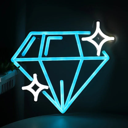 Blue Diamond LED Wall Neon – Vibrant Geometric Glow for Modern Spaces