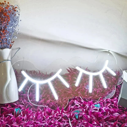 Eyelashes Neon Sign – Chic LED Wall Decor for Beauty Lovers
