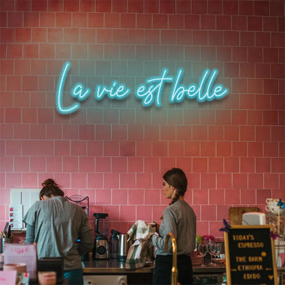 C’est La Vie, La Vie Est Belle LED Neon Signs – Elegant French-Inspired Wall Decor
