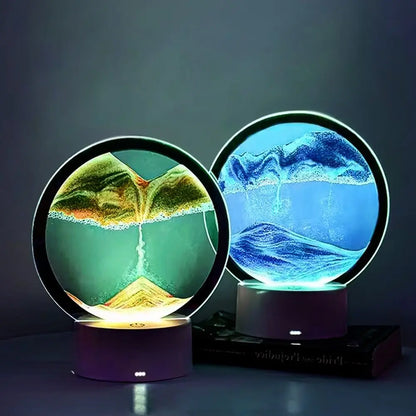 Moving Sand Art LED Hourglass – Mesmerizing Flowing Sand Display