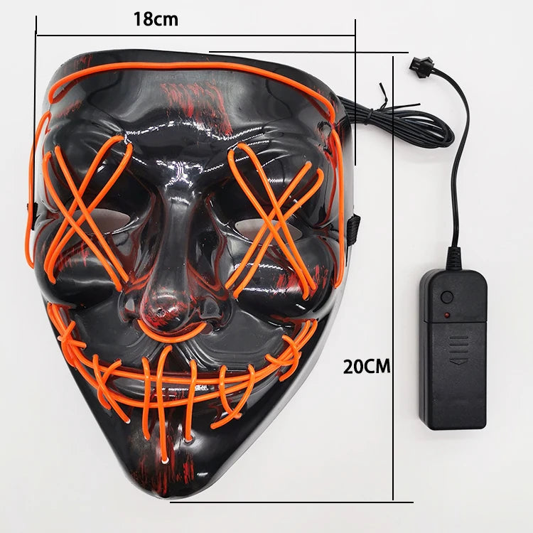 Light-Up Neon Halloween Mask – Battery Powered Costume Accessory