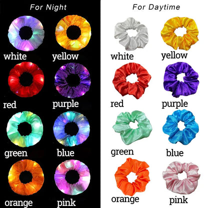 1/10pcs Women’s Light-Up Hair Scrunchies – Glow-in-the-Dark LED Hair Accessories
