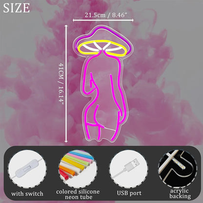 Mushroom Lady Neon LED Sign – Artistic LED Wall Decor