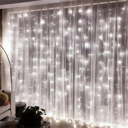 Christmas Curtain Garland LED String Lights – Festive Holiday Decor