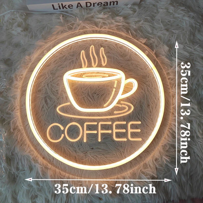 Neon Coffee Shop Sign – Vibrant & Inviting Cafe Wall Decor