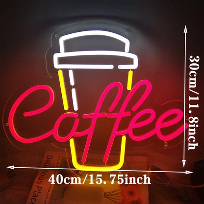 Neon Coffee Shop Sign – Vibrant & Inviting Cafe Wall Decor