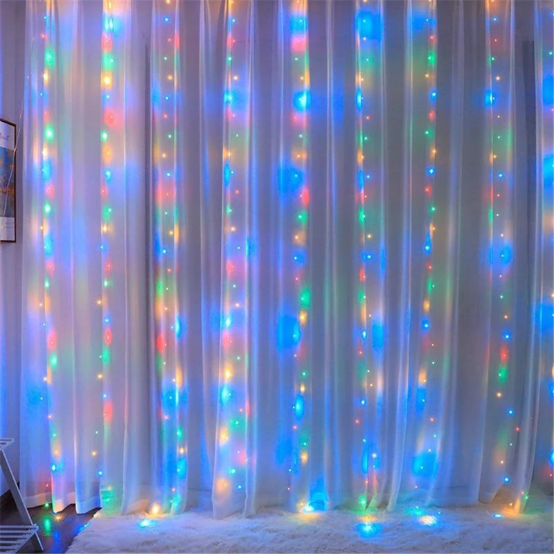Christmas Curtain Garland LED String Lights – Festive Holiday Decor