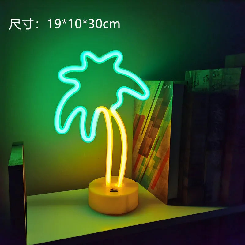 Tabletop LED Neon Signs – Flamingo, Cactus, Pineapple & More