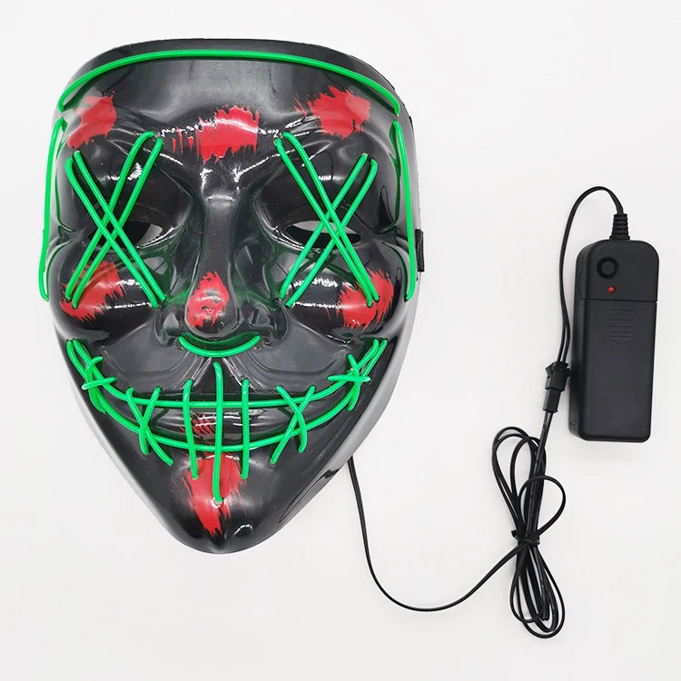 Light-Up Neon Halloween Mask – Battery Powered Costume Accessory