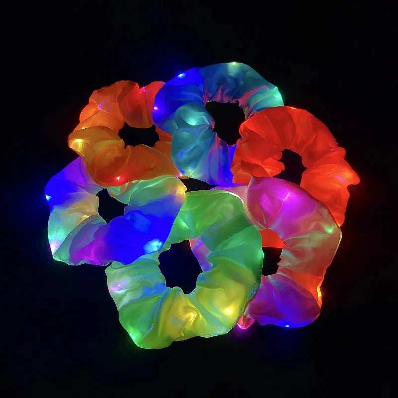 1/10pcs Women’s Light-Up Hair Scrunchies – Glow-in-the-Dark LED Hair Accessories