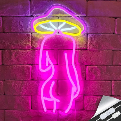 Mushroom Lady Neon LED Sign – Artistic LED Wall Decor
