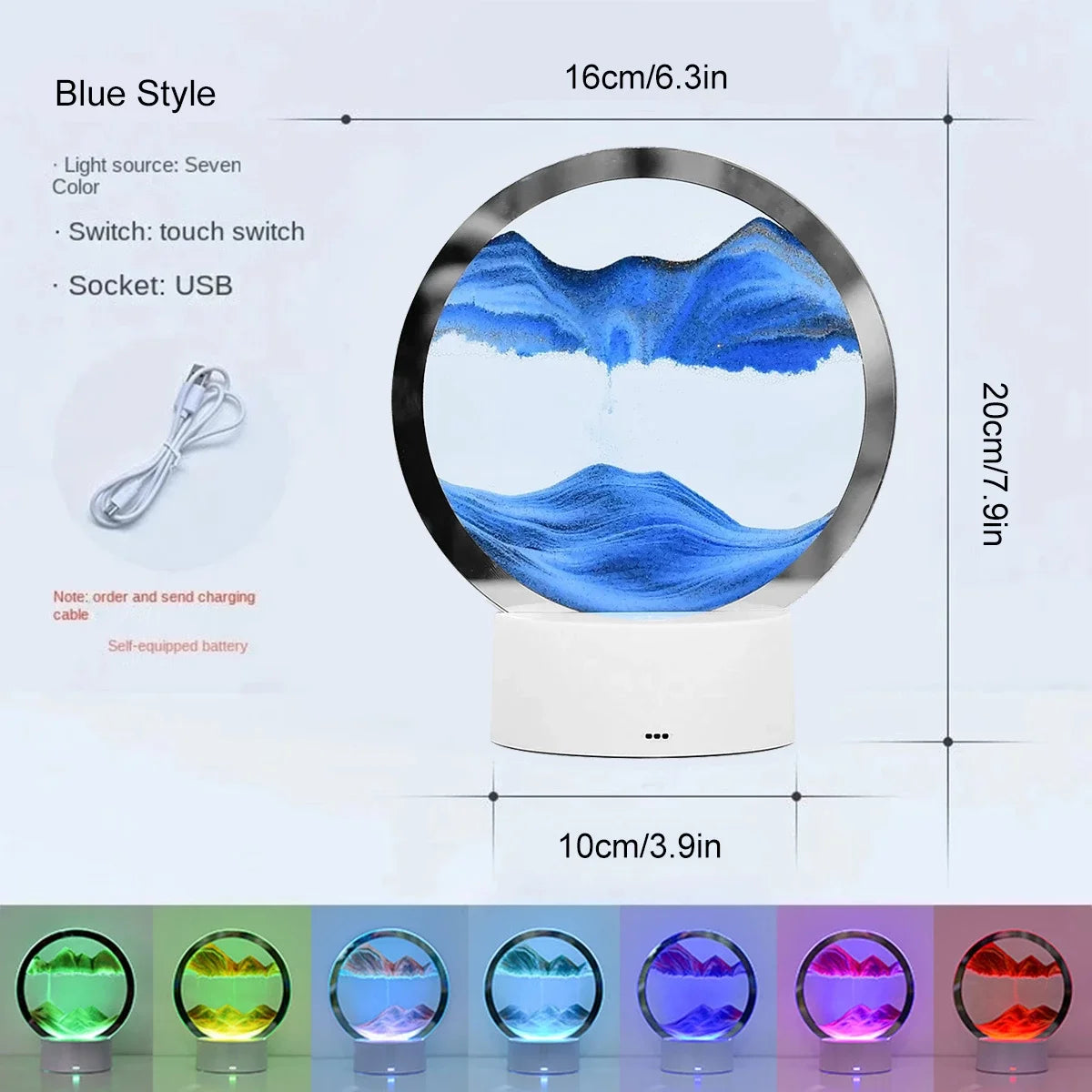 Moving Sand Art LED Hourglass – Mesmerizing Flowing Sand Display