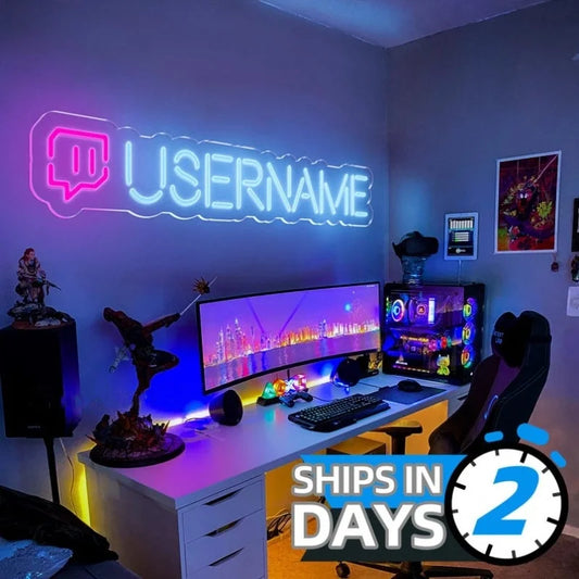 Custom Gamertag Neon Light Sign – Personalized LED Wall Decor for Gamers