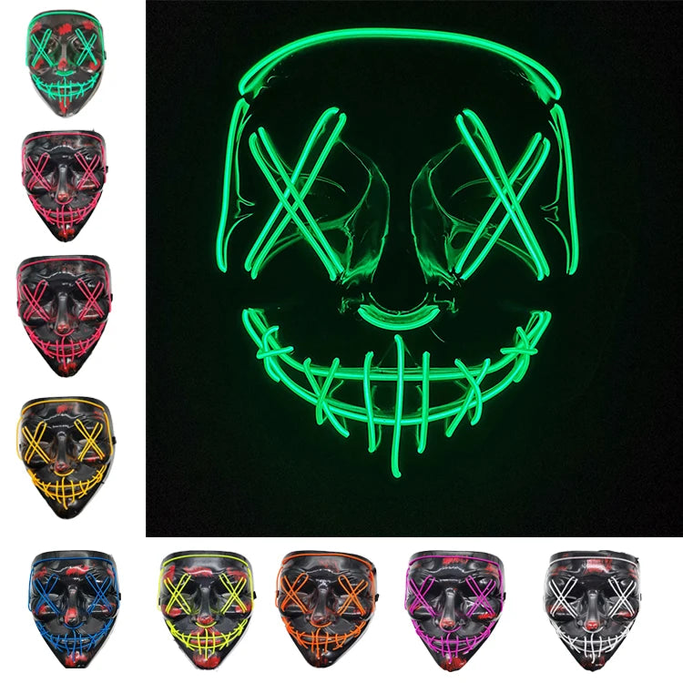 Light-Up Neon Halloween Mask – Battery Powered Costume Accessory