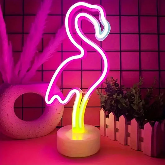 Tabletop LED Neon Signs – Flamingo, Cactus, Pineapple & More