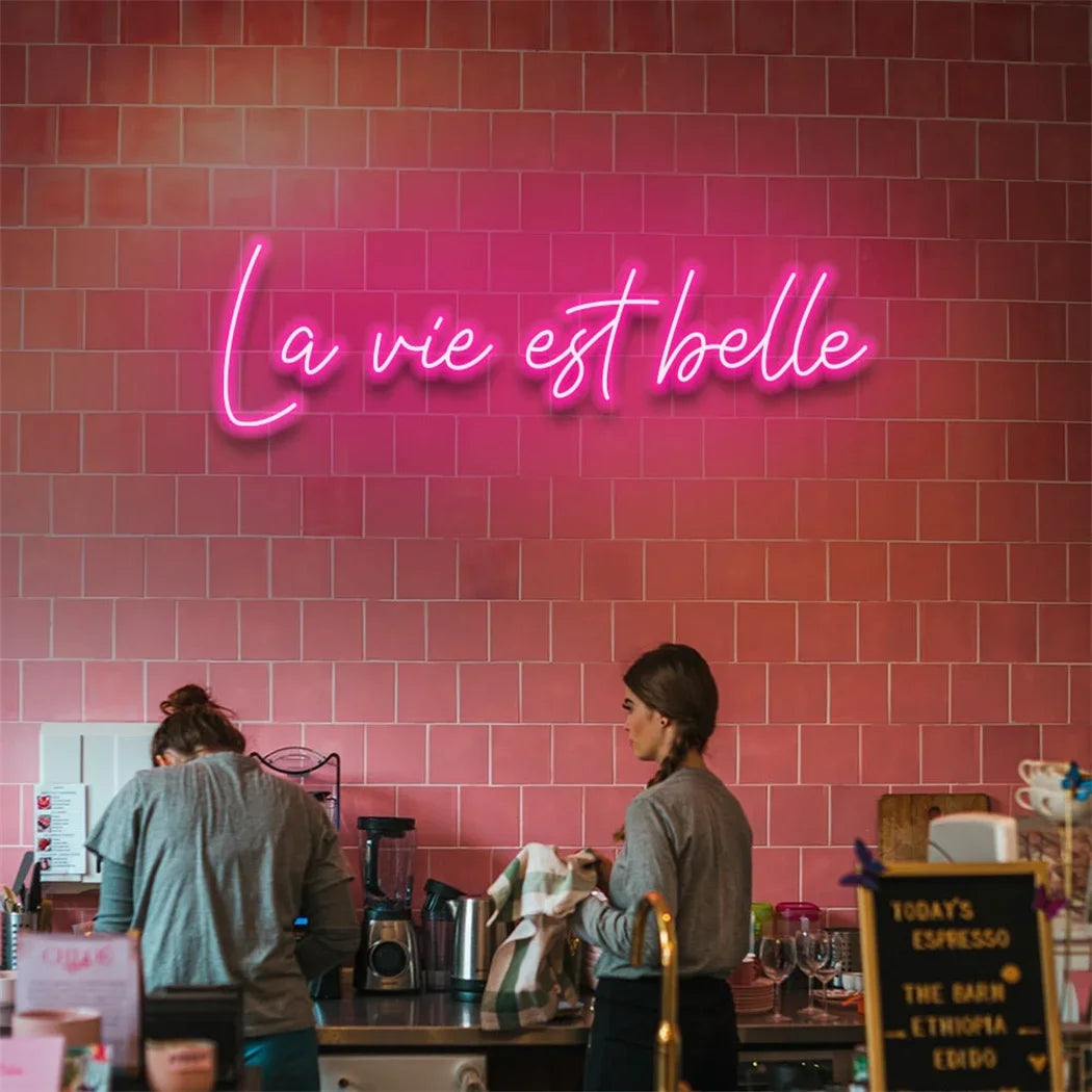 C’est La Vie, La Vie Est Belle LED Neon Signs – Elegant French-Inspired Wall Decor