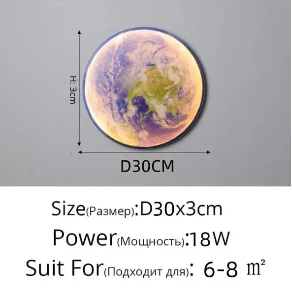 Modern Moon or Earth LED Wall Light – Celestial Glow for Contemporary Decor
