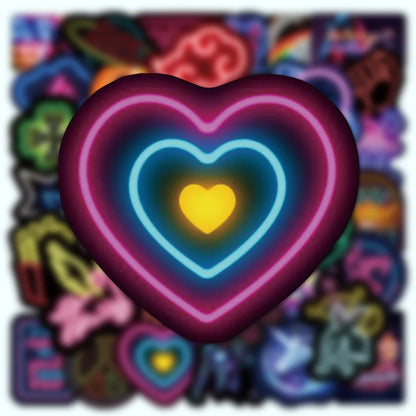 50/100pcs Graffiti Neon Light Stickers – Vinyl Decals for Laptops, Cars, Bikes & More!