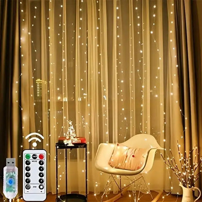 Christmas Curtain Garland LED String Lights – Festive Holiday Decor
