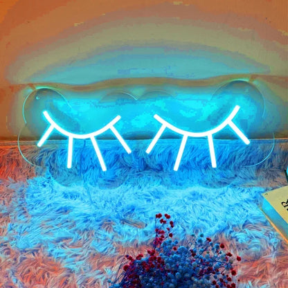 Eyelashes Neon Sign – Chic LED Wall Decor for Beauty Lovers